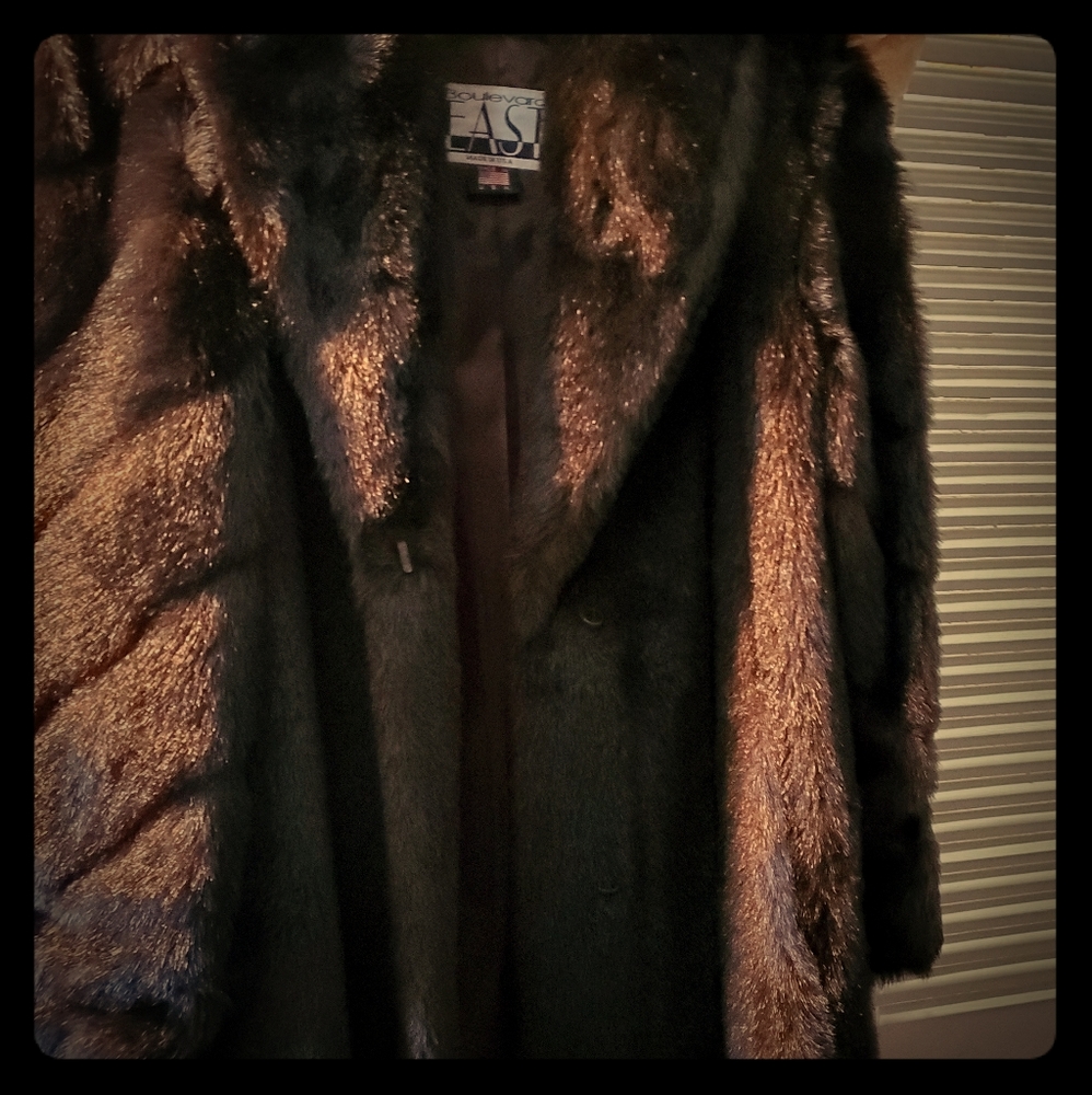 Boulevard East faux mink Fur long coat